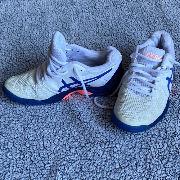 Asics Kids' Cream and Blue Sneakers - Picture 2 of 10